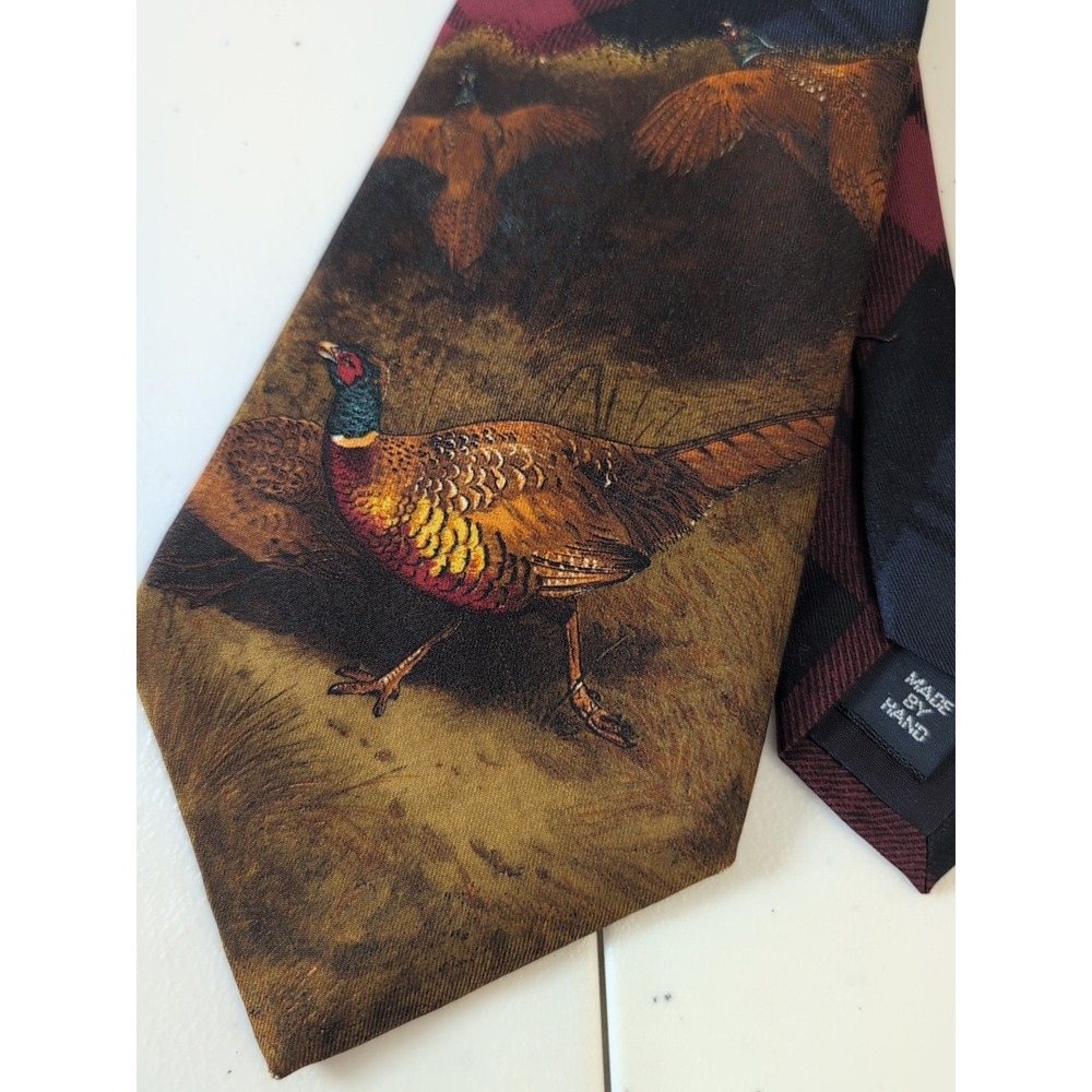 Lot of 2 VTG Polo Ralph Lauren Ties Mens 100% Silk USA Novelty Pheasant plaid‎ - Picture 4 of 12